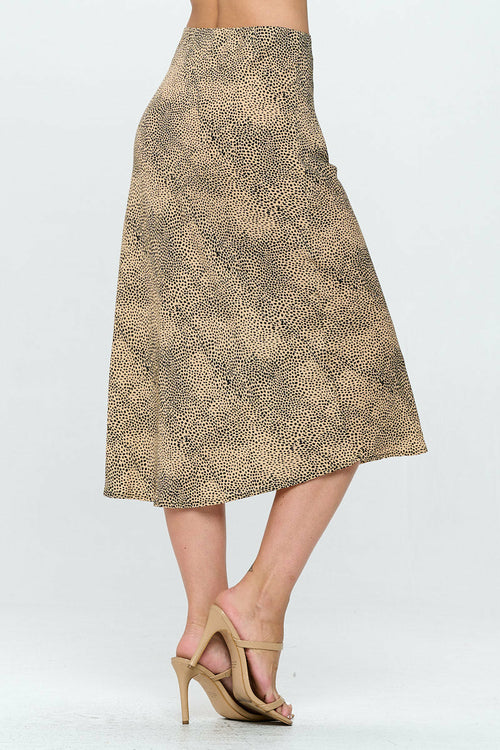 Ditsy Leopard Print Midi Skirt