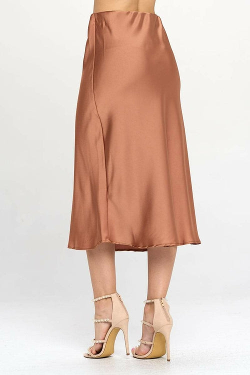 Solid Satin Midi Skirt