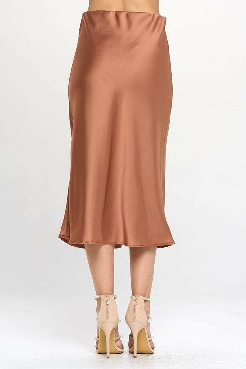 Solid Satin Midi Skirt