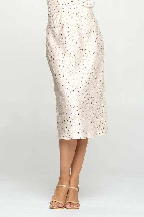 Star Print Satin Midi Skirt