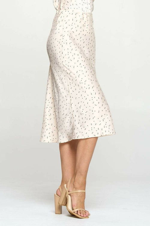 Star Print Satin Midi Skirt