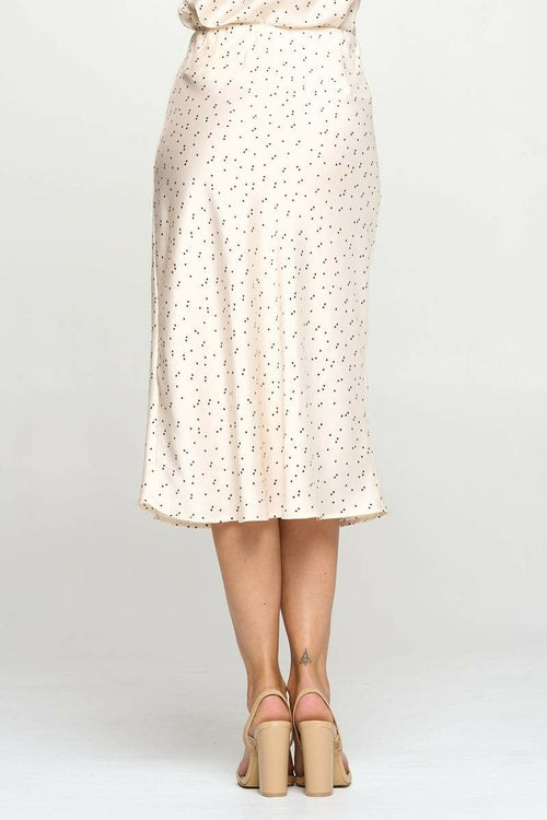 Star Print Satin Midi Skirt