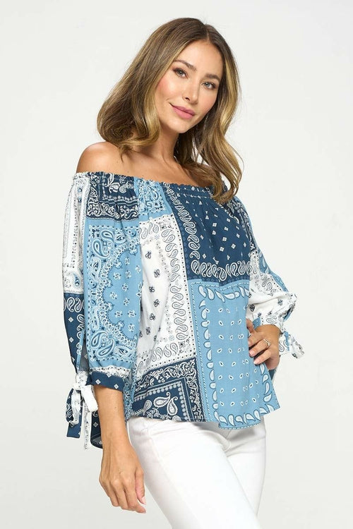 Bandana Print Off the Shoulder Top