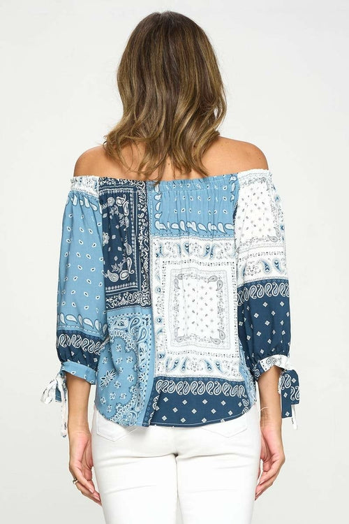 Bandana Print Off the Shoulder Top