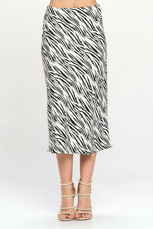 Zebra Print Midi Skirt