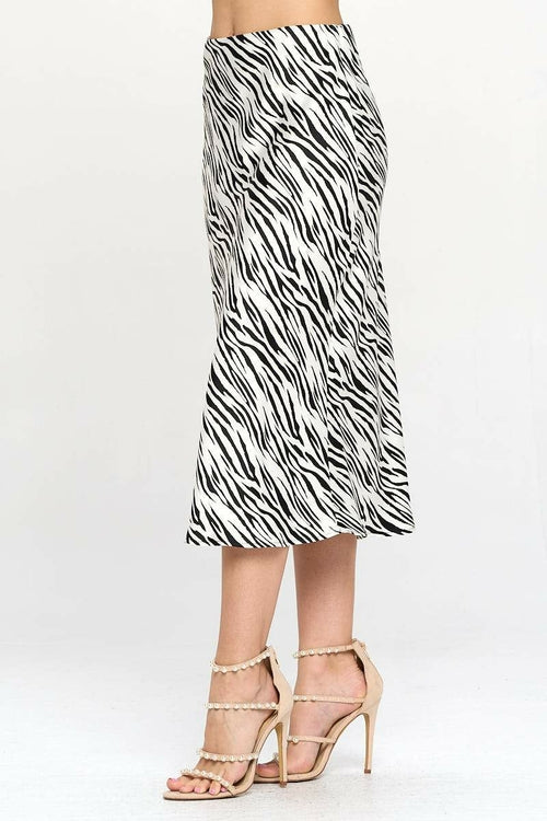 Zebra Print Midi Skirt