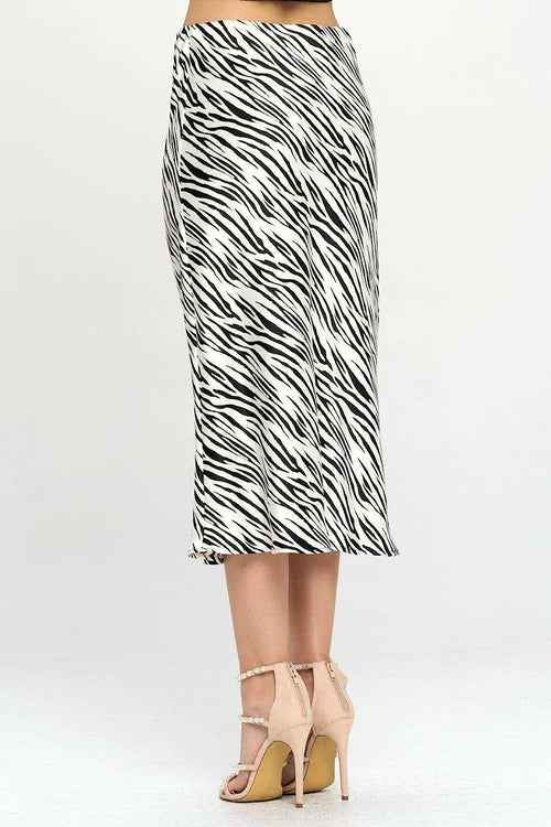 Zebra Print Midi Skirt