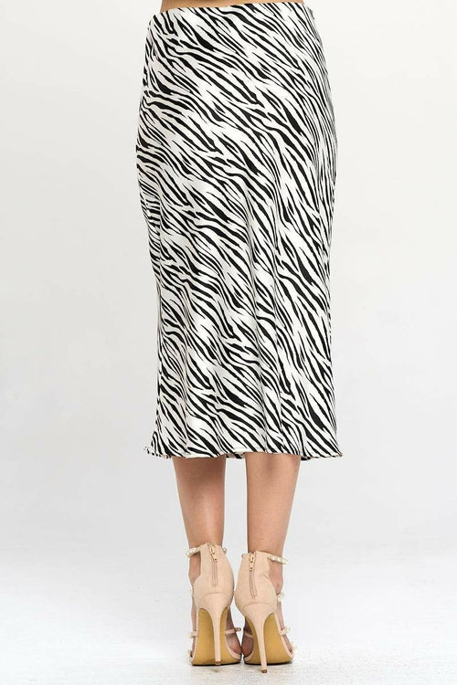 Zebra Print Midi Skirt