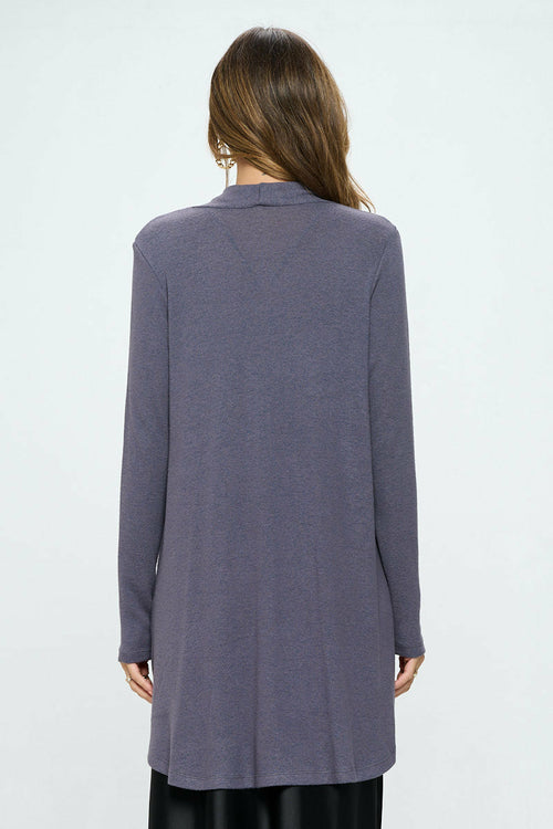 Brushed Knit Drape Front Cardigan with Cashmere Feel