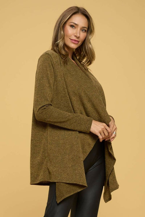 Textured Asymmetrical Draped Cardigan