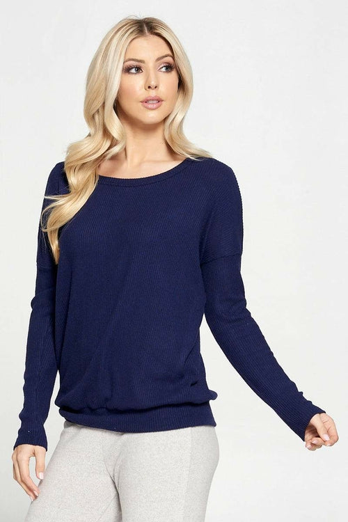 Round Neck Brushed Sweater Knit Top