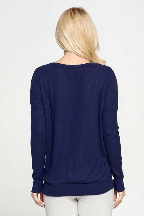 Round Neck Brushed Sweater Knit Top