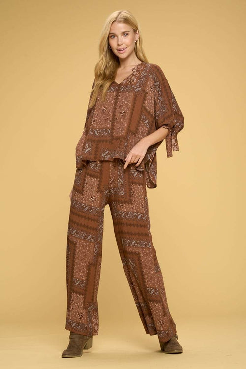 Boho Paisley Print Palazzo Pants