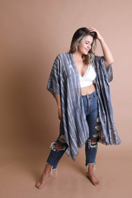 Tie Dye Frayed Kimono