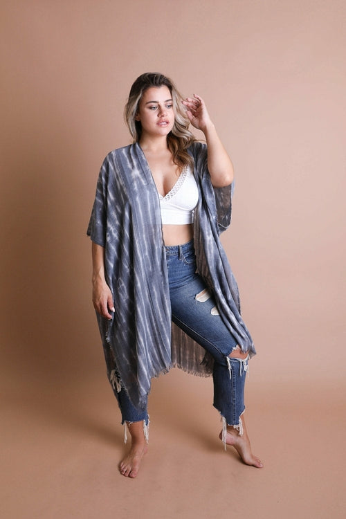 Tie Dye Frayed Kimono