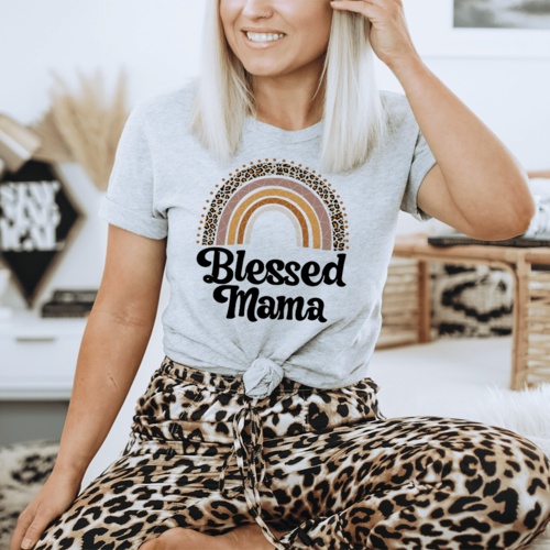 Blessed Mama Boho Rainbow T-Shirt