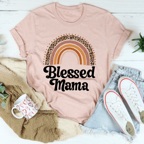 Blessed Mama Boho Rainbow T-Shirt