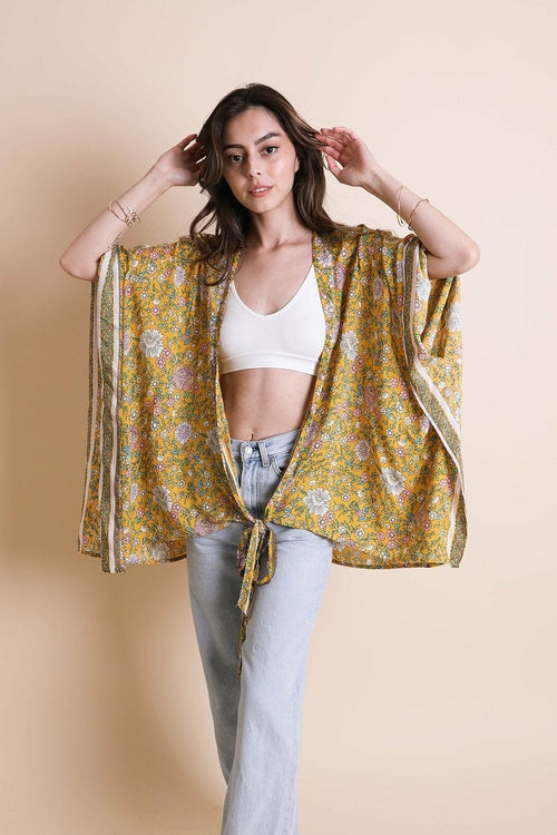 Floral Front Tie Kimono Wrap