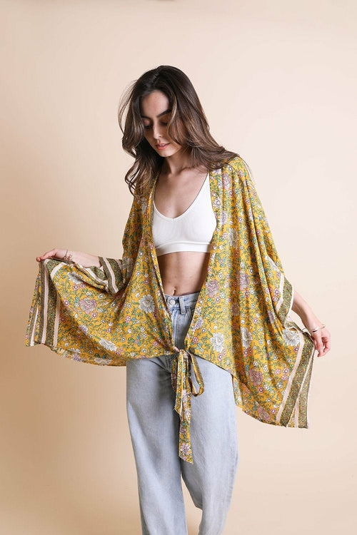 Floral Front Tie Kimono Wrap